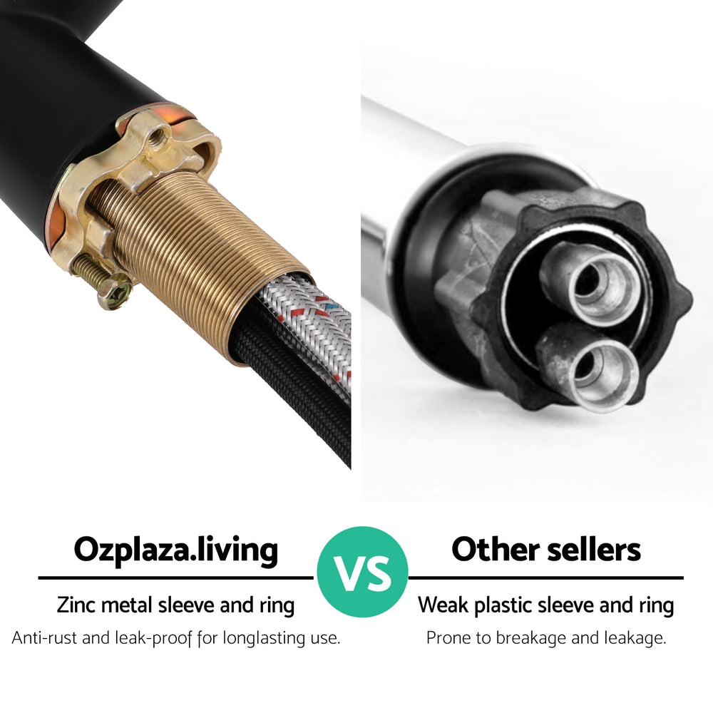 Cefito Kitchen Mixer Tap Pull Out Round 2 Mode Sink Basin Faucet Swivel WELS Black