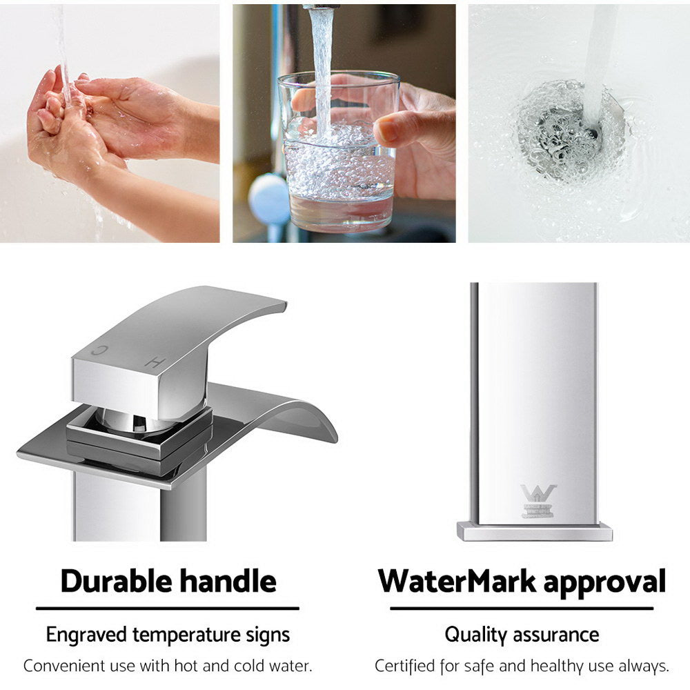 Cefito Bathroom Basin Mixer Tap Thin Tall Faucet Vanity Laundry Silver