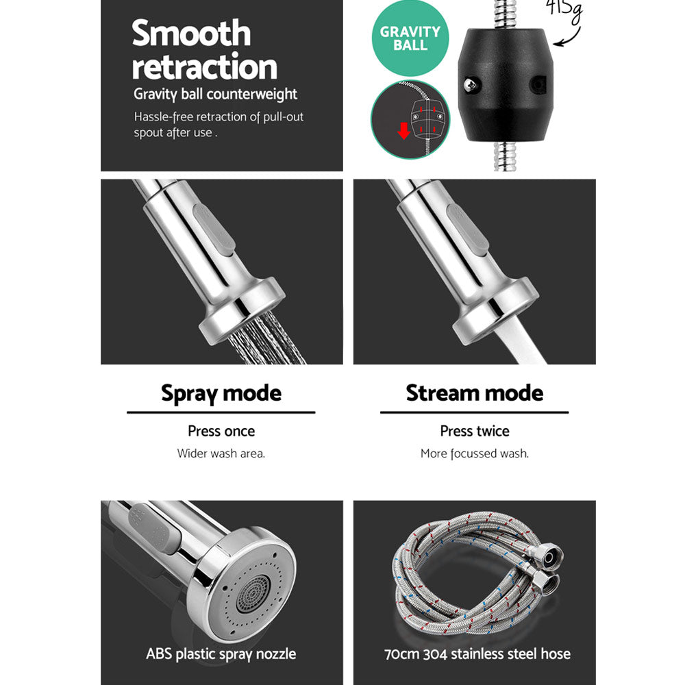 Cefito Chrome Pull-Down Kitchen Tap