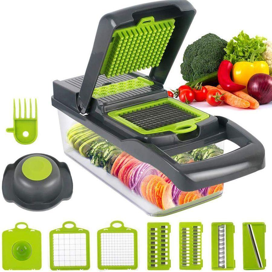 16-in-1 Vegetable Chopper (11 Blades+Spoon-shaped Tool)