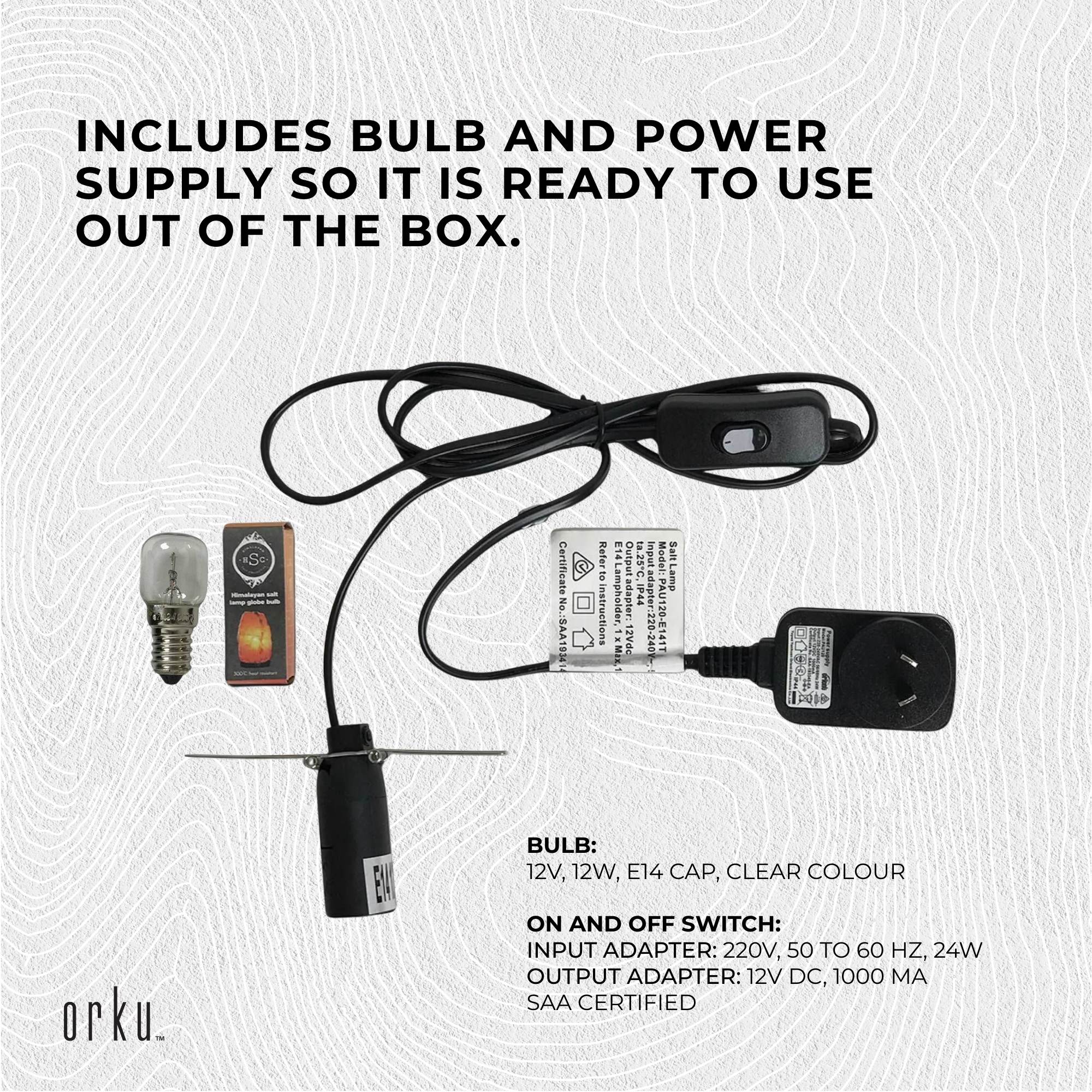 12V 12W 1-2Kg Himalayan White Salt Lamp Crystal Rock Natural Shape Unique Lamps