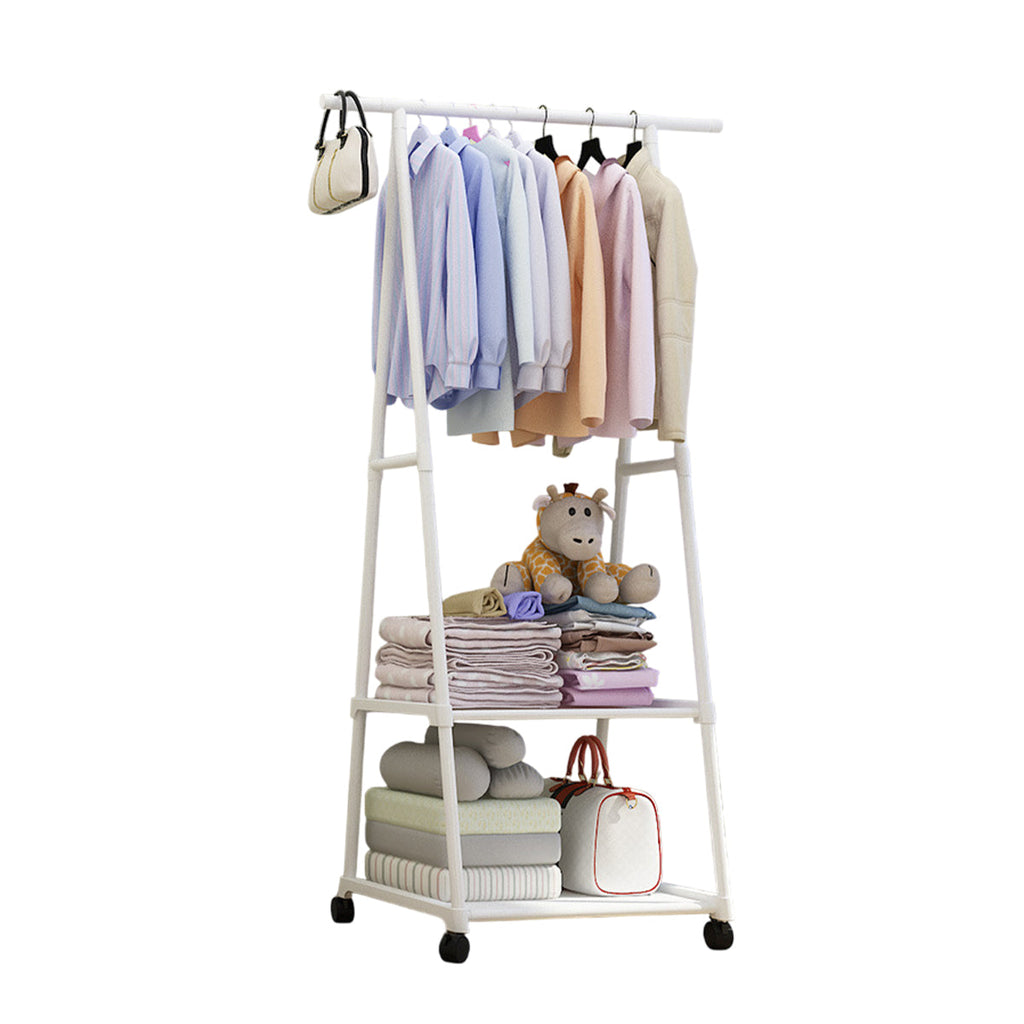 Clothes Drying Rack Floor Standing Coat Hanger V Belt Wheel Style for Bedroom