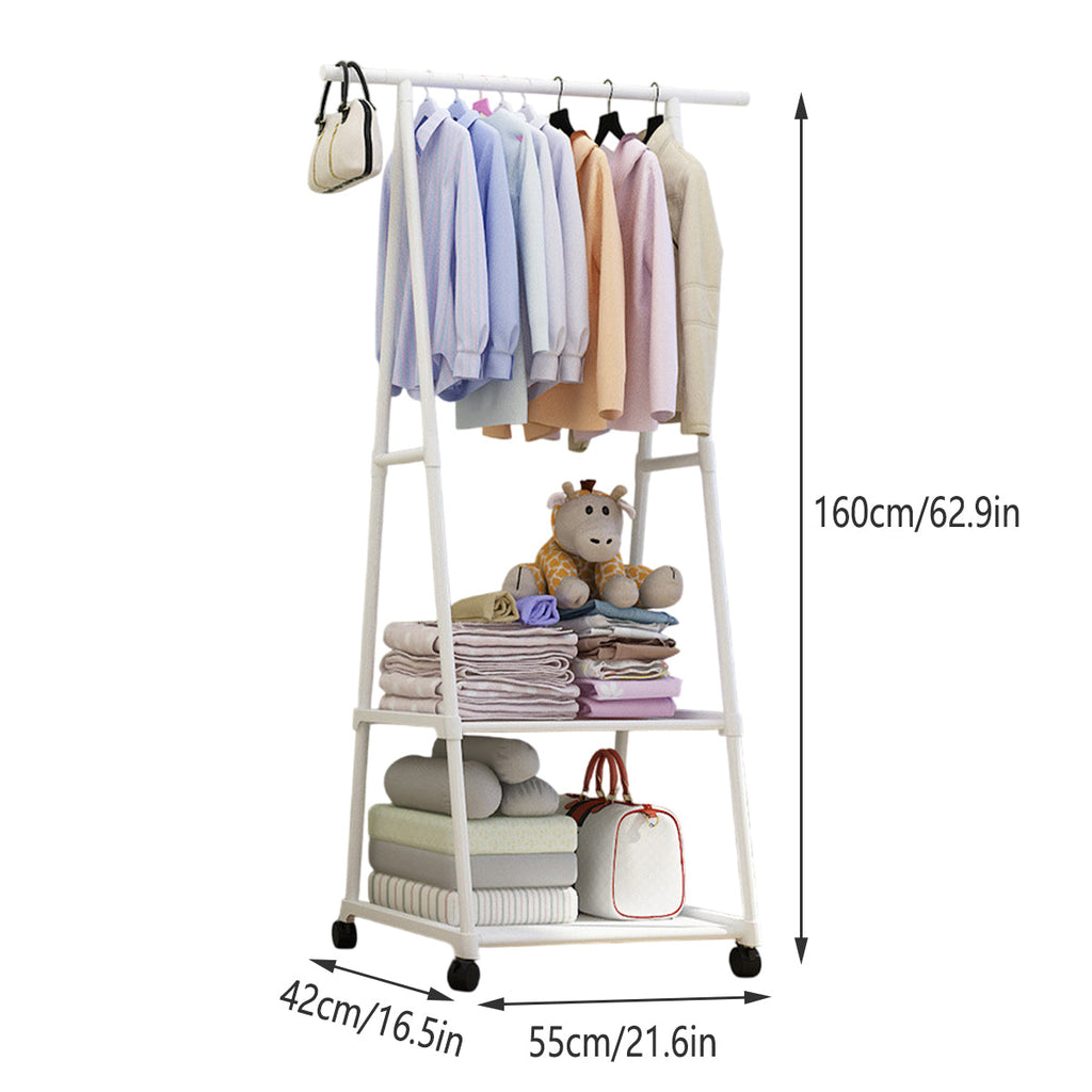 Clothes Drying Rack Floor Standing Coat Hanger V Belt Wheel Style for Bedroom